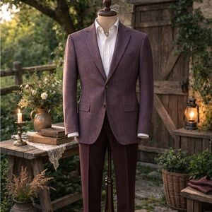 Saks Fifth Avenue “Tollegno 1900” Dusty Purple Two Button Blazer